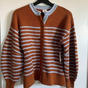 Maeve Blouson Sleeve Crew-Neck Cardigan Sweater